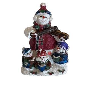 Snowman‎ playing violin / 3 reading snow-kids christmas brooch. 2.5 in